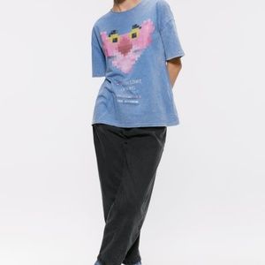 NWT ZARA PINK PANTHER T-SHIRT SMALL